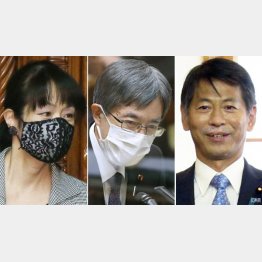 激ヤバ3人衆の（左から）杉田水脈総務政務官、寺田稔総務相、山田賢司外務副大臣（Ｃ）日刊ゲンダイ