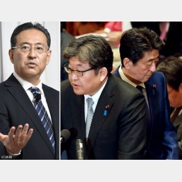 自民党は反社会的カルト集団と一体化（安倍元首相と萩生田政調会長＝右写真）、まさか教団の思うツボに…（旧統一教会の勅使河原改革推進本部本部長＝左）／（Ｃ）日刊ゲンダイ