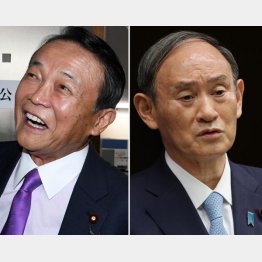 連立プラン司令塔は麻生太郎副総裁（左）、菅前総理（右）などの党内勢力牽制にも？！（Ｃ）日刊ゲンダイ