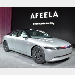 ソニー・ホンダモビリティのEV「アフィーラ」の試作車＝4日、米ネバダ州ラスベガス（Ｃ）共同通信社