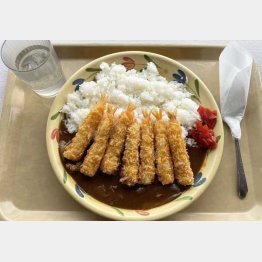 ビナちゃんカレーにはサクサクのエビフライが7本も！（Ｃ）日刊ゲンダイ