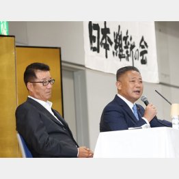 「全国政党」に足がかり（日本維新の会の馬場伸幸代表と松井一郎前大阪市長＝左）／（Ｃ）日刊ゲンダイ