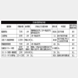 【主な給付型奨学金の内容】／（Ｃ）日刊ゲンダイ