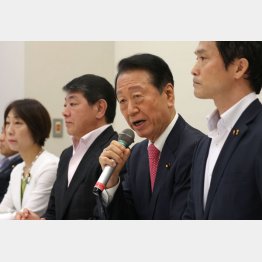 「野党候補の一本化で政権交代を実現する有志の会」設立会見で、記者の質問に答える小沢一郎衆院議員／（Ｃ）日刊ゲンダイ