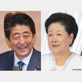 安倍晋三元首相（左）と世界平和統一家庭連合の韓鶴子総裁／（Ｃ）日刊ゲンダイ