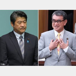 資質の問題（左から木原誠二官房副長官、河野太郎デジタル相）／（Ｃ）日刊ゲンダイ