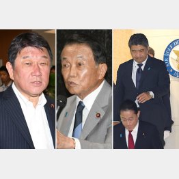 やはり続投（左から茂木敏充幹事長、麻生太郎副総裁、右は木原誠二官房副長官と手前は岸田首相）／（Ｃ）日刊ゲンダイ