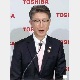 ＴＯＢについて説明する東芝の島田太郎社長（Ｃ）共同通信社