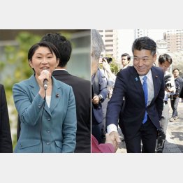 自民党の「選挙の顔」として徳島入りした小渕優子選対委員長（左）、立憲民主・泉健太代表は負けられない戦い（長崎現地入りで）／（Ｃ）共同通信社