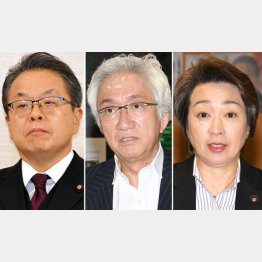 左から弁明トップバッター、2番手、3番手（左から自民党の世耕弘成、西田昌司、橋本聖子3議員）／（Ｃ）日刊ゲンダイ