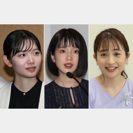 （左から）田中瞳アナ、弘中綾香アナ、日比麻音子アナ（Ｃ）日刊ゲンダイ