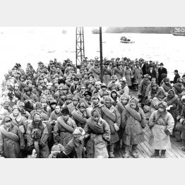 1946（昭和21）年12月8日、シベリアからの復員兵ら2555人を乗せた帰還第1船「大久丸」が京都・舞鶴港に入港（Ｃ）共同通信社