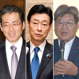 （左から）福田達夫筆頭副幹事長、西村康稔前経産相、萩生田光一前政調会長（Ｃ）日刊ゲンダイ