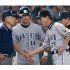 2002年9月の巨人戦で抗議する星野監督（右）／（Ｃ）共同通信社