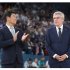 IOCのバッハ会長（右）と国際体操連盟会長の渡辺守成氏（Ｃ）Xinhua／ABACA／共同通信イメージズ